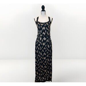 RACHEL Rachel Roy Maxi Dress Women’s XS Cream & Black Print Leather Straps
